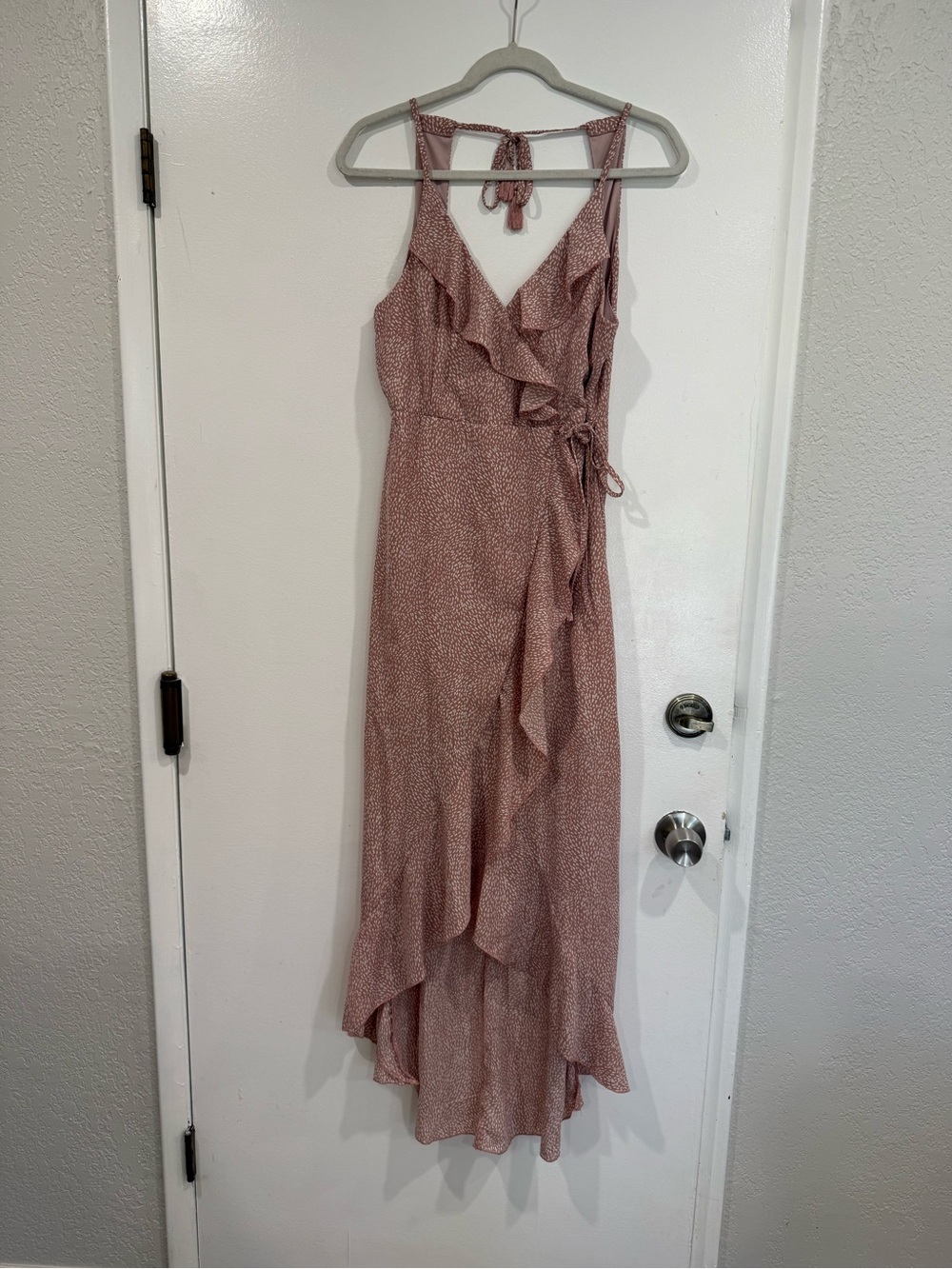 Pink Lily Dusty Rose Floral Ruffle Wrap High-Low Maxi Dress
